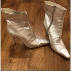 Gina Silver Leather Ankle Boots US size 7
